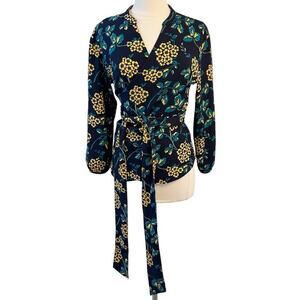 J. CREW Floral Draped Crepe Wrap Top Blouse M NWT